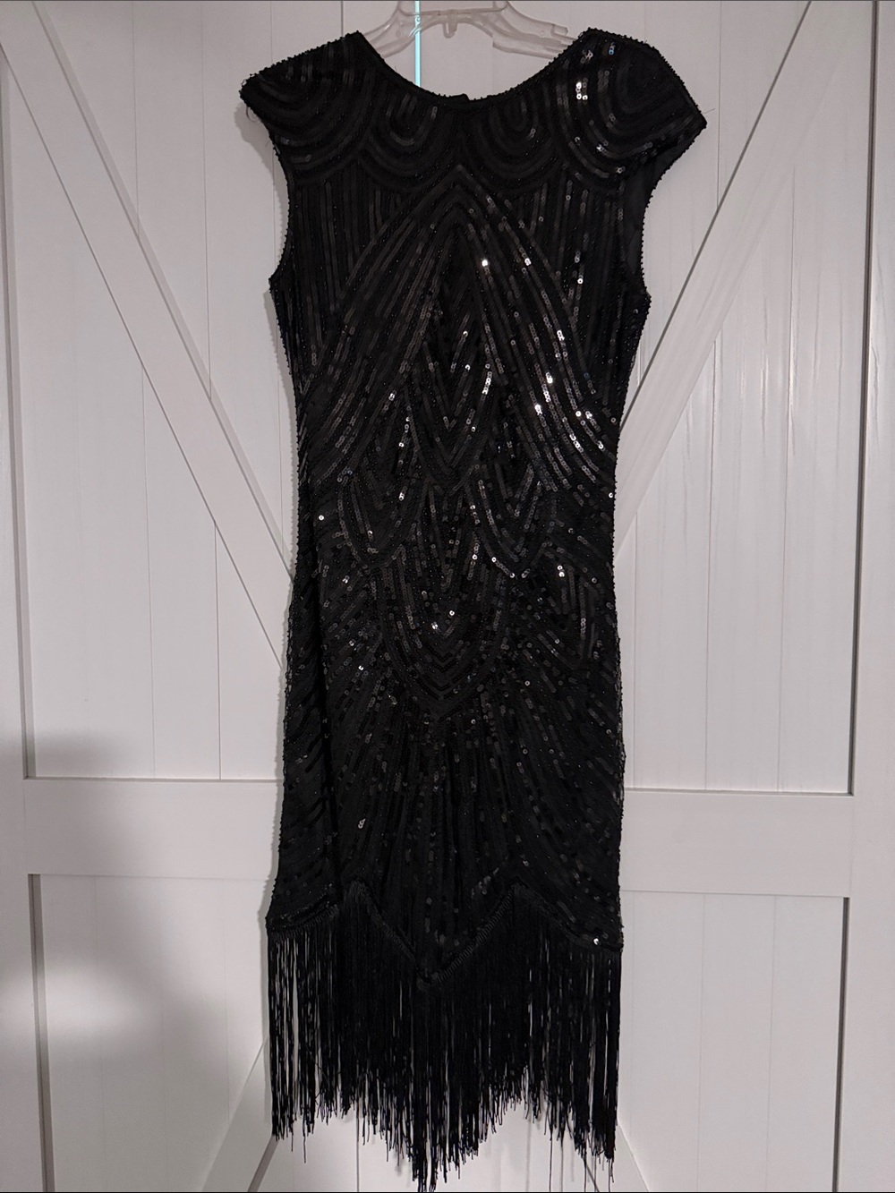 Black Sequin Fringe Evening Dress - Elegant Women's Cocktail Dress